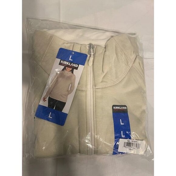 Kirkland Signature Ladies' Fleece Full Zip Jacket LARGE CREAM NEW SEALED - Picture 3 of 3